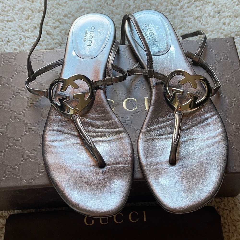 Silver Gucci sandals!